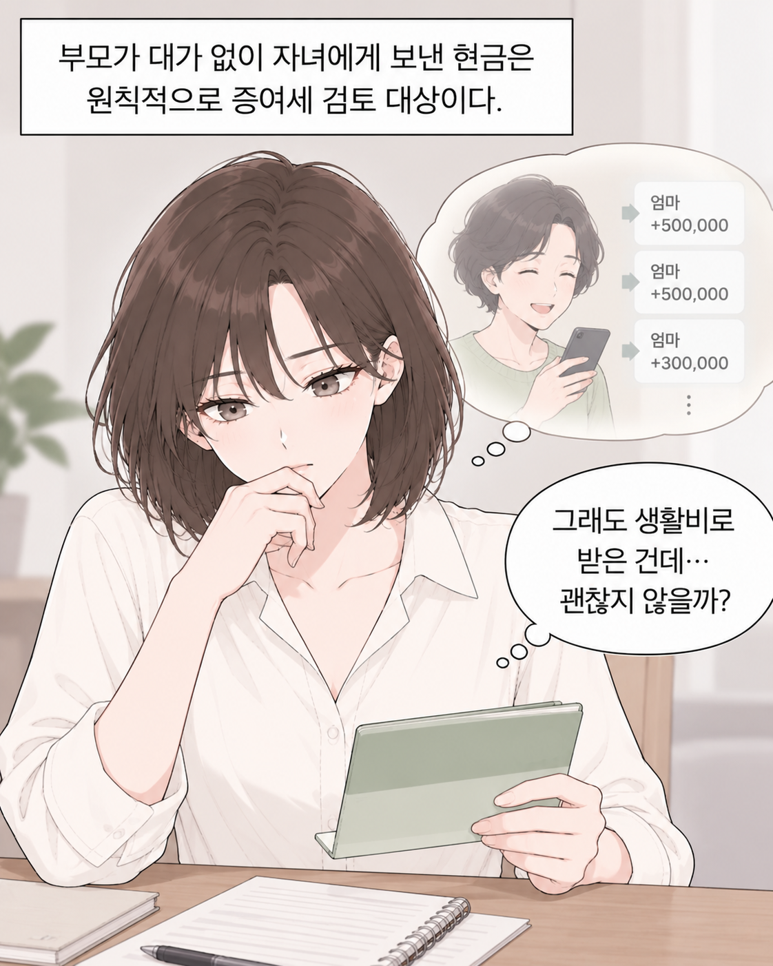 생활비로 받은 돈을 모아 집을 샀는데, 증여세를 내야 한다? EP1 - 생활비 증여세 비과세 기준 - 7컷