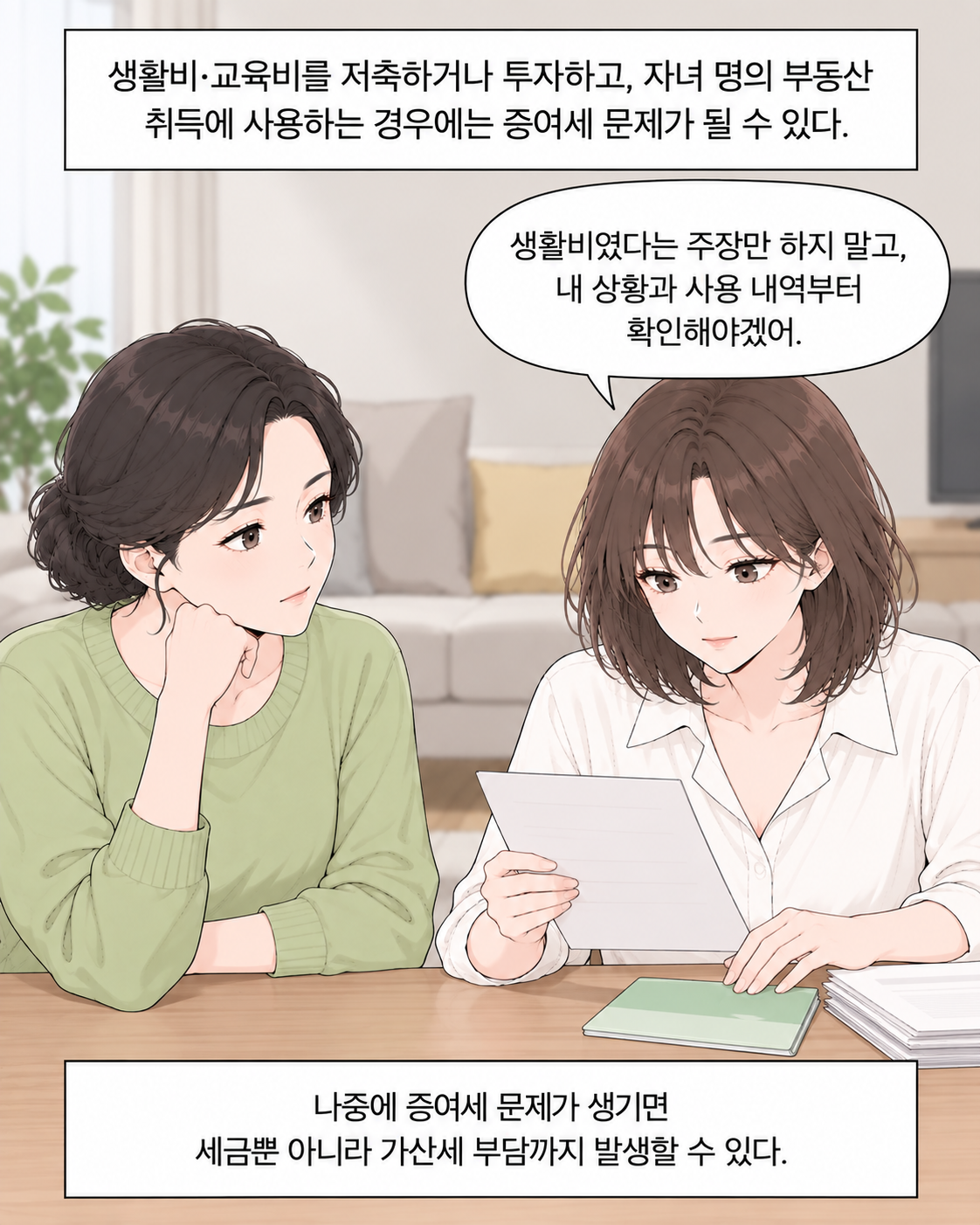 생활비로 받은 돈을 모아 집을 샀는데, 증여세를 내야 한다? EP2 | 생활비 증여세, 실제 사용 목적이 중요한 이유 - 10컷